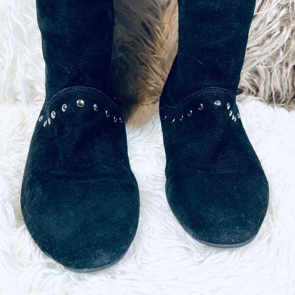 Vintage STEAMPUNK Suede Studded Over Knee Boots - Picture 4 of 16